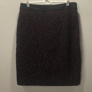 LOFT Wine Lace Pencil Skirt